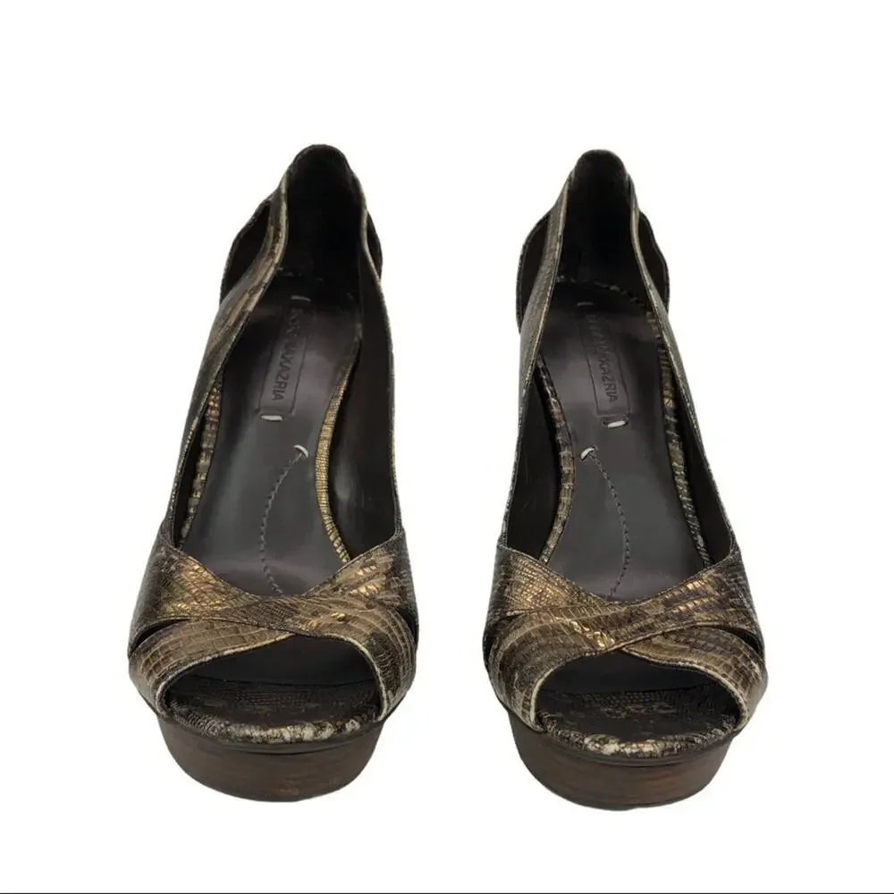 BCBGMaxAzria Stilleto Snake Print Leather Shoes 9